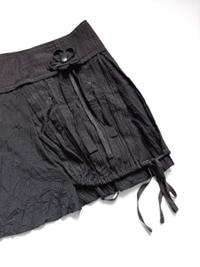 Black crinkle skirt with floral zip detail