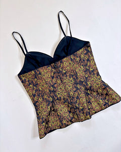 Bow corset tapestry top