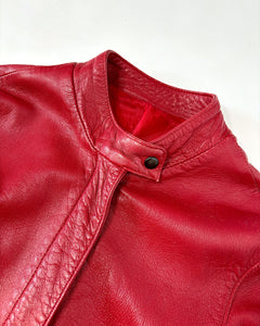 Red 90’s fitted leather jacket