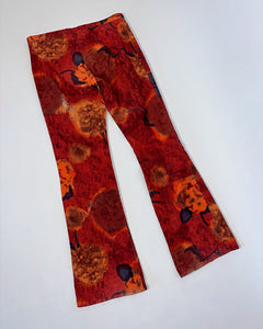 Trippy red bootcut corduroy pants