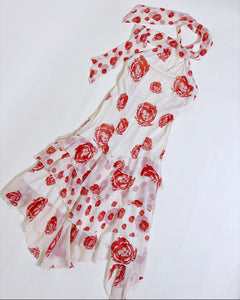 Silk halter dress with roses