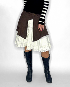 Asymmetric utility style layered pleated lace petticoat
