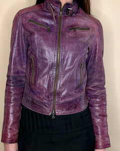Italian 70’s purple moto leather jacket