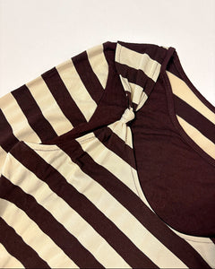 Stripe layered grommet studded long sleeve top