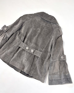 Suede cropped swing coat