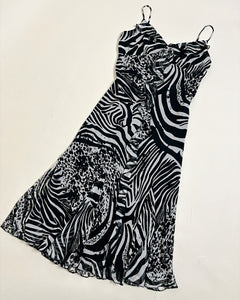 Zebra & cow print midi dress