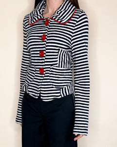 Fornarina striped cardi with burgundy buttons