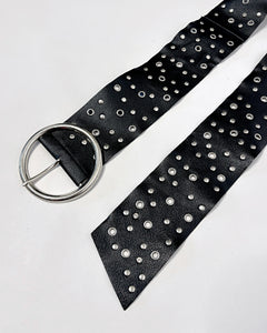 Silver studded wide leather belt