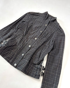 Plaid fitted jacket with silver buckles