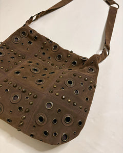 Studded suede crossbody bag