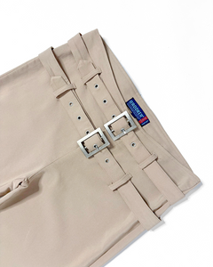 Double belted low rise flare pants