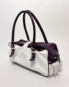 Versace studded contrasting leather bowling bag