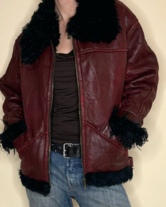 Burgundy shearling jacket