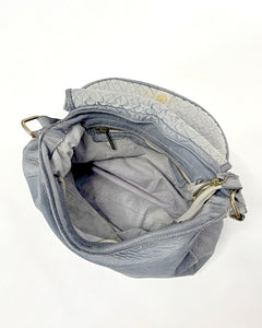 Dusty blue braided leather bag