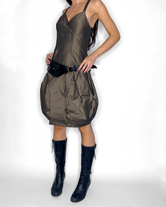 Dropped waist bubble skirt corset dress