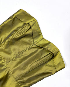 90’s chartreuse peplum corset top