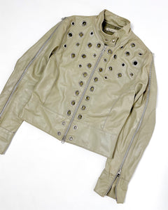 Grommet studded 90’s Italian leather jacket