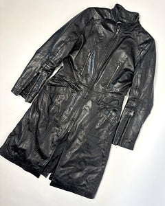 90’s long moto leather jacket