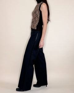 Wide leg low rise suit pants