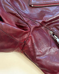 Cherry red biker leather jacket