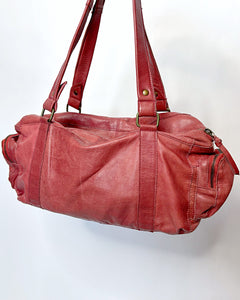 Faded burgundy leather shoulder bag
