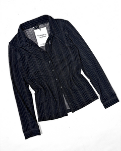 Silver striped 90’s mesh shirt
