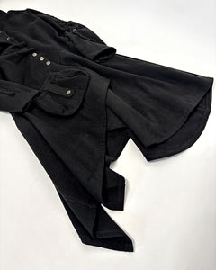 Asymmetric buttoned funnel neck coat dress