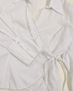 White shirt wrap top