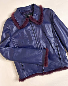 Italian fur trim leather jacket
