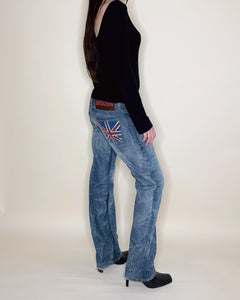 UK flag studded Moschino straight jeans