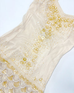 Beaded sequin silk slip dress
