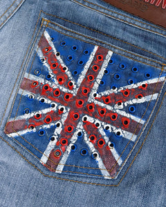 UK flag studded Moschino straight jeans