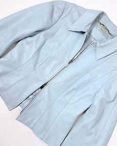 Ice blue 90’s leather jacket