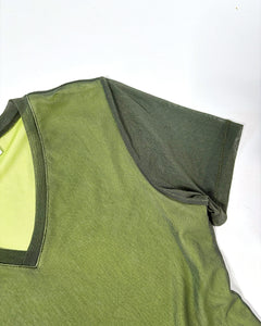 Military green mesh layered baby tee