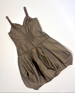 Dropped waist bubble skirt corset dress