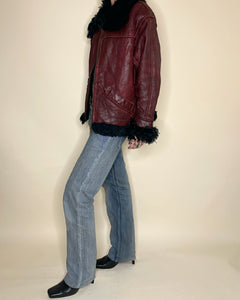 Burgundy shearling jacket