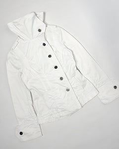 Military style asymmetric high neck cotton jacket