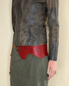 Leather asymmetric hip belt