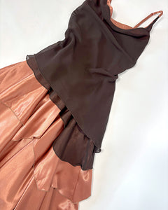 Asymmetric draped 90’s evening dress
