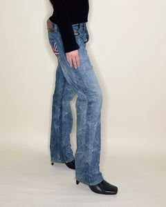 UK flag studded Moschino straight jeans