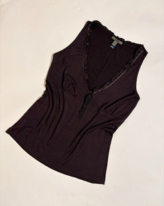 Chocolate brown V-neck top