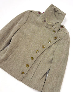 Asymmetric button fencer wool jacket