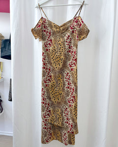 90’s draped leopard dress