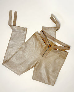 Cut out low rise silver metallic leather pants