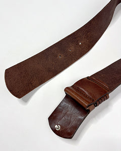 Studded buckle wide leather belt