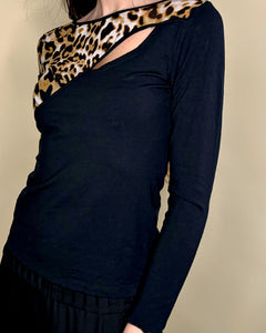 Asymmetric leopard mesh top