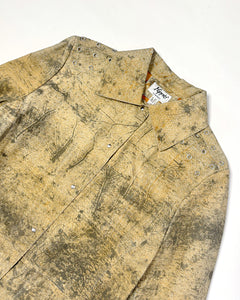 90’s grommet studded distressed leather shacket
