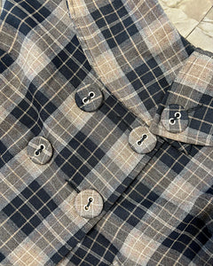 Plaid cropped shift jacket featuring quarter length sleeves