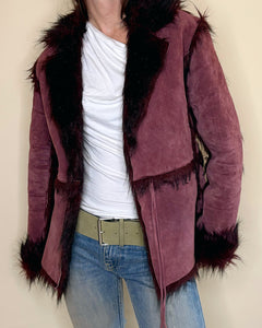 Burgundy sheep shearling jacket