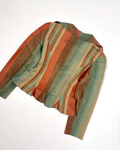 Fireman’s clasp striped wide collar top